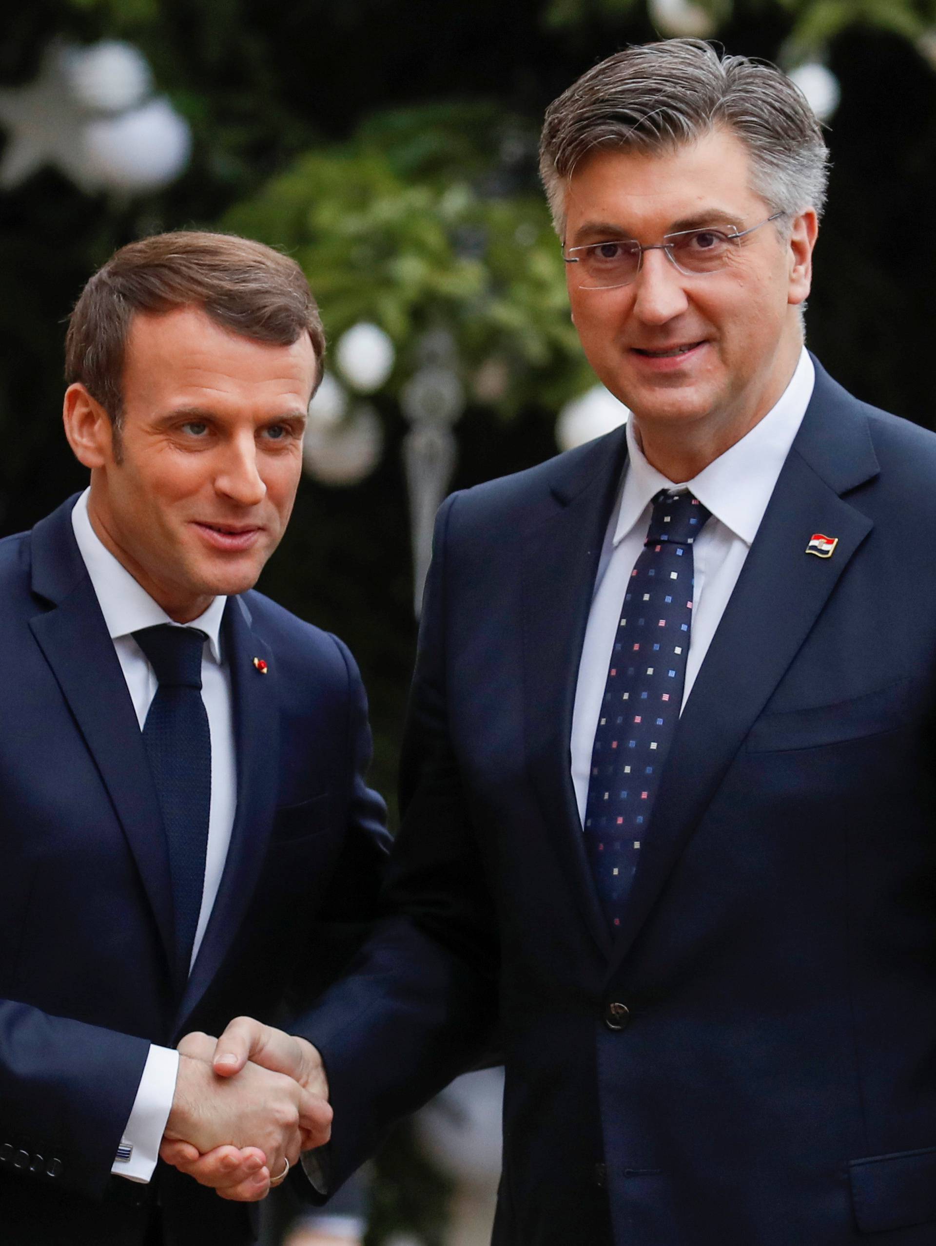 French President Emmanuel Macron meets Croatian Prime Minister Andrej Plenkovic in Paris