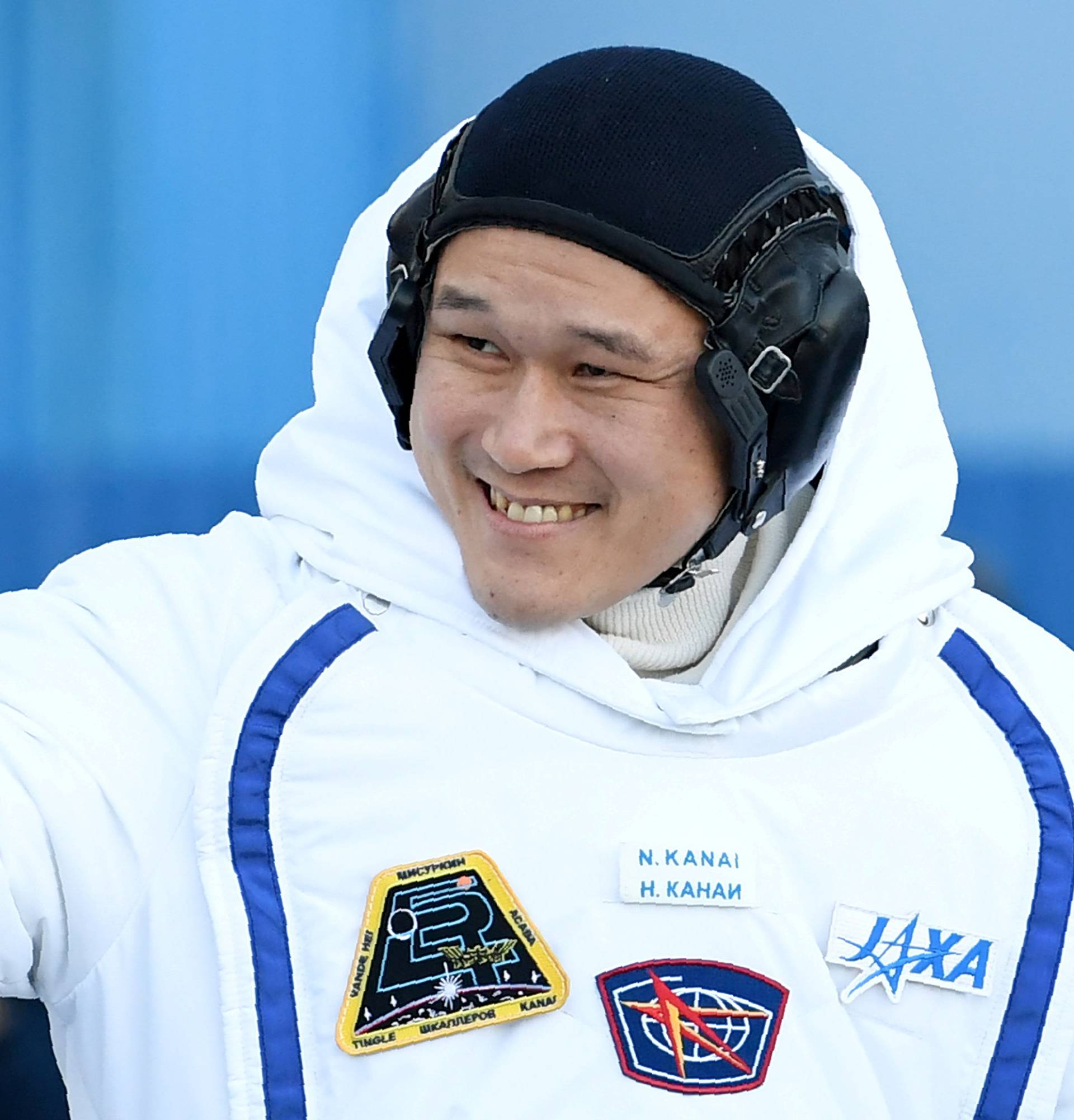 FILE PHOTO: Norishige Kanai of the Japan Aerospace Exploration Agency (JAXA) during the send-off ceremony after checking their space suits before the launch of the Soyuz MS-07 spacecraft at the Baikonur cosmodrome