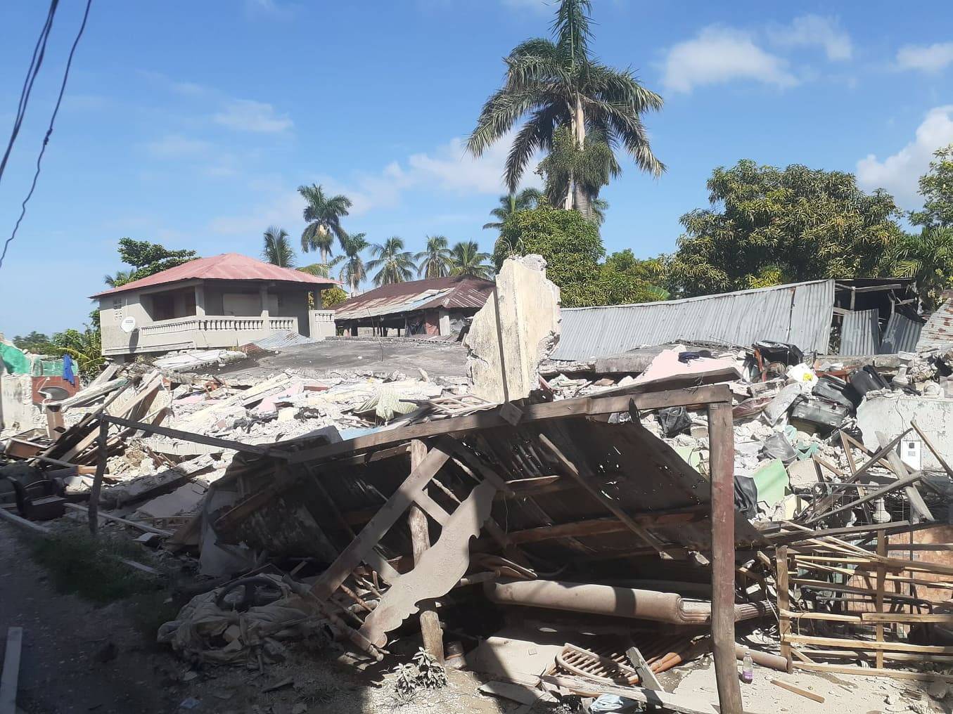 Damage is seen in an area after a major earthquake struck southwestern Haiti, in Les Cayes