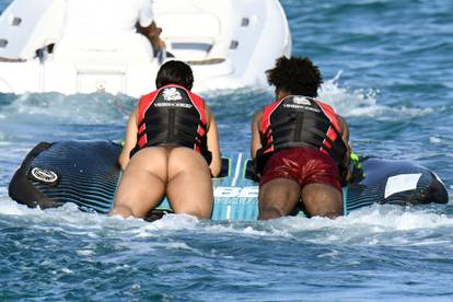 EXCLUSIVE: Bayern Munich star Kingsley Colman and girlfriend Sabrina Davud enjoy their holiday in a boat in Sardinia