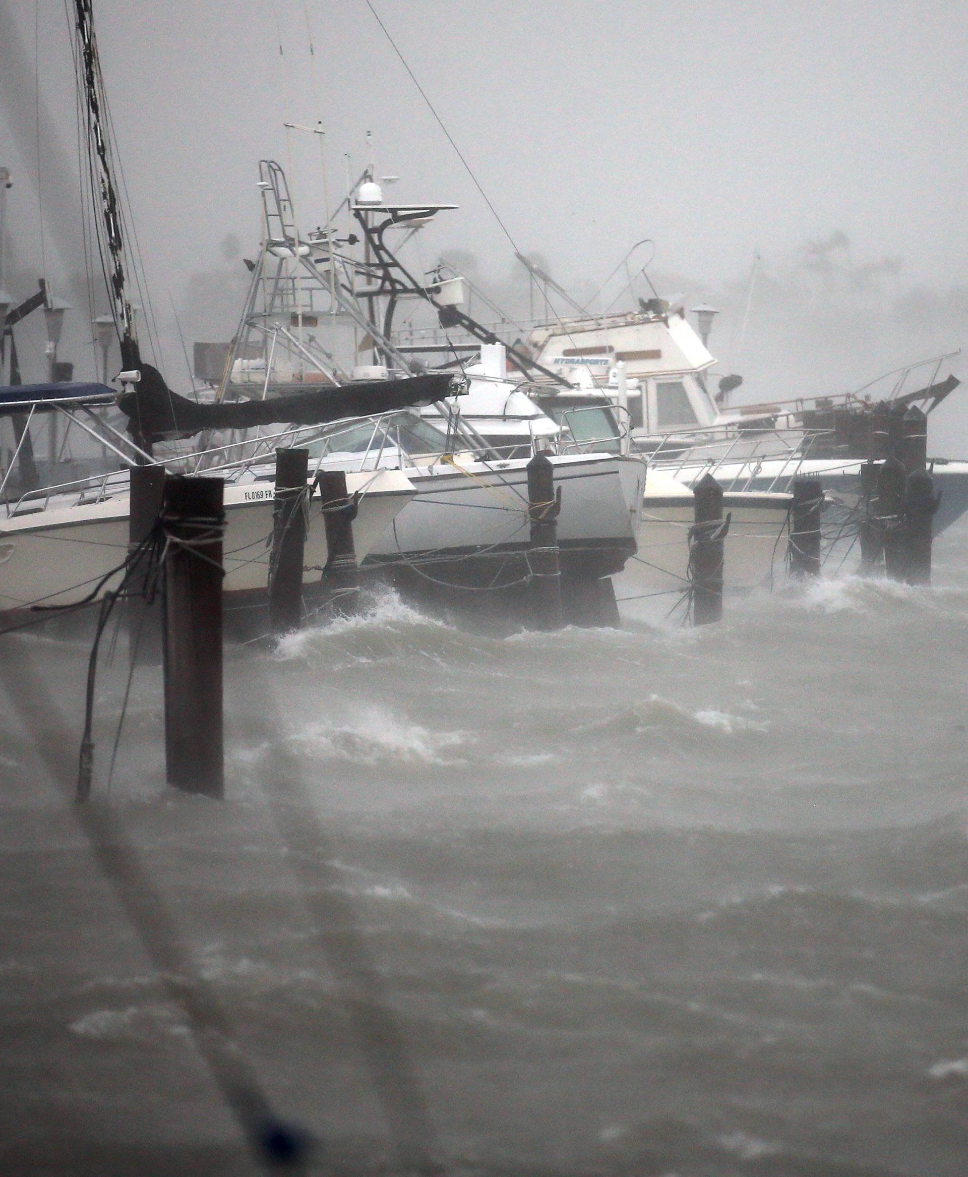 Boats are seen at a marina in South Beach as Hurricane Irma arrives at south Florida, in Miami Beach, Florida