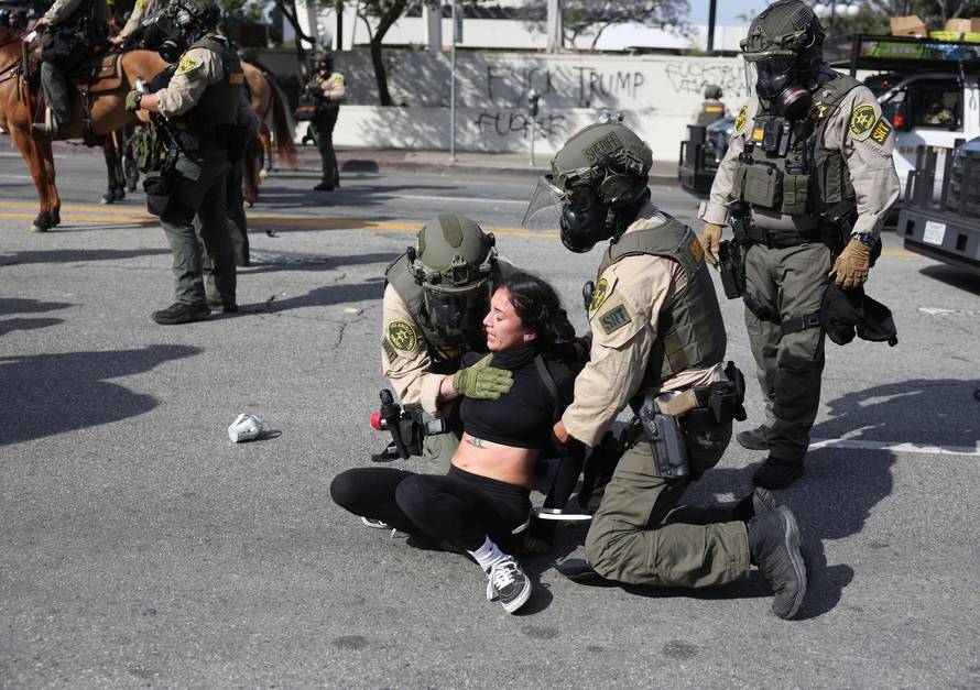 Protest against federal immigration sweeps, in Los Angeles