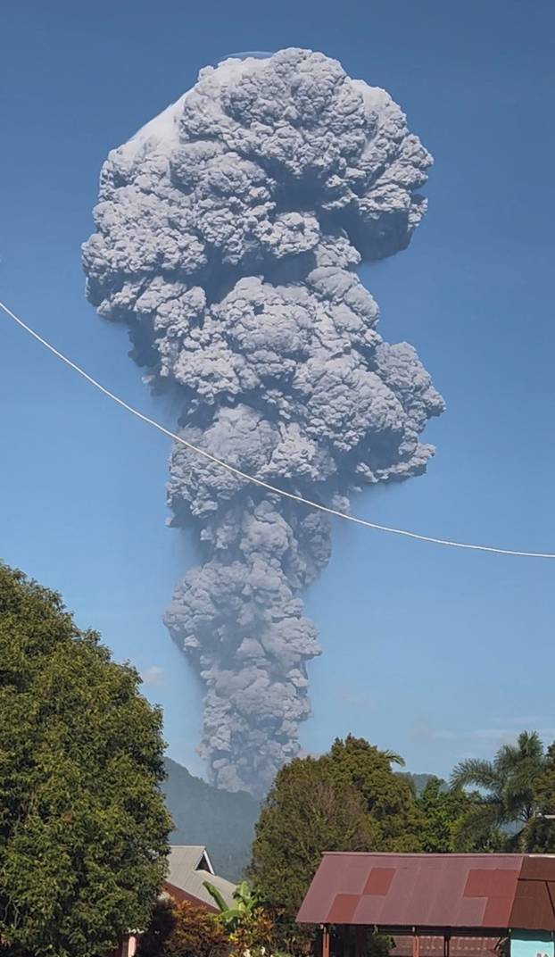 Smoke after the eruption of Mount Dukono in North Halmahera Regency