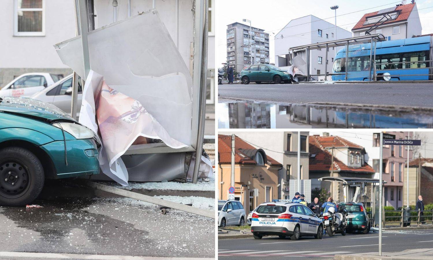 Autom se zabio u stanicu: 'Sreća da nitko nije stradao! Oštetio je tramvaj, razbio staklo, ogradu'