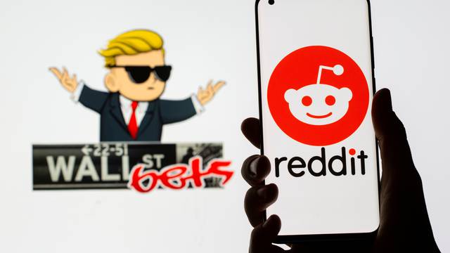 FILE PHOTO: The Reddit logo is seen on a smartphone in front of a displayed Wall Street Bets logo in this illustration