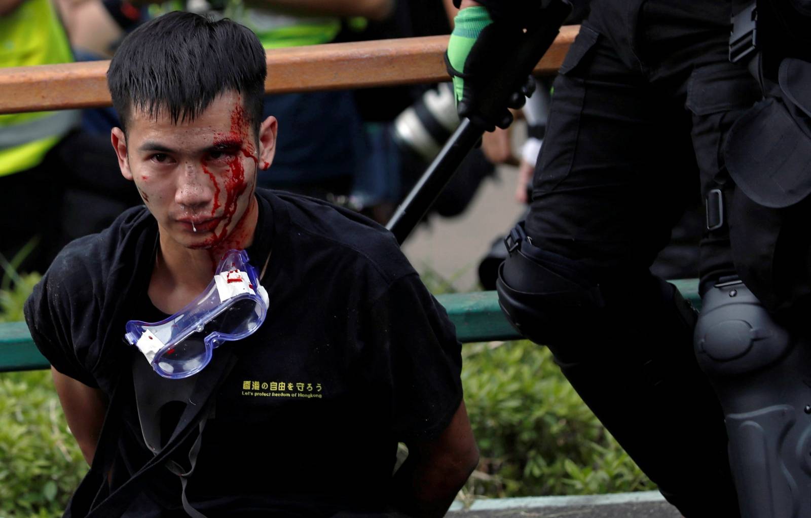 Protesters clash with riot police in the campus of Hong Kong Polytechnic University in Hong Kong