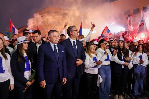 Serbian Progressive Party (SNS) candidate for Prime Minister Aleksandar Vucic attends a pre-election rally in Novi Sad