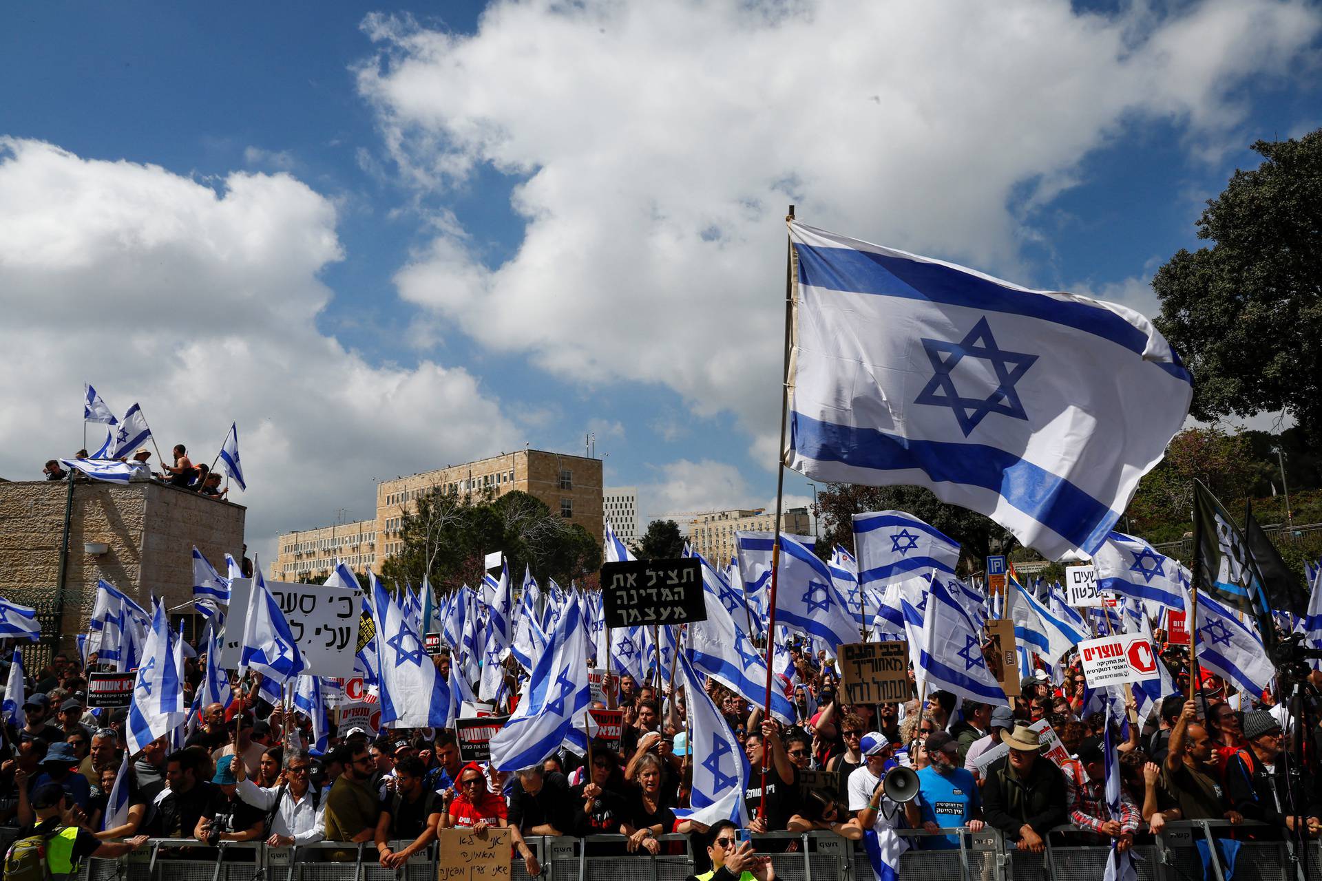 Protests against Israel's judicial overhaul and dismissing the defense minister, in Jerusalem