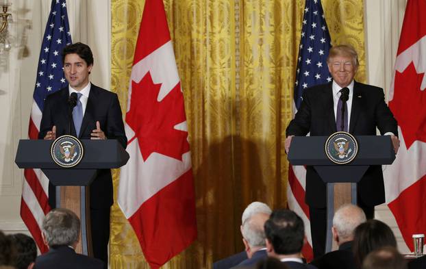 Canadian Prime Minister Trudeau and U.S. President Trump participate in joint news conference at the White House in Washington
