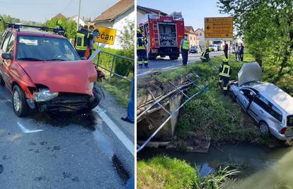 Teška nesreća u Hrastju: Probio ogradu autom i završio u kanalu