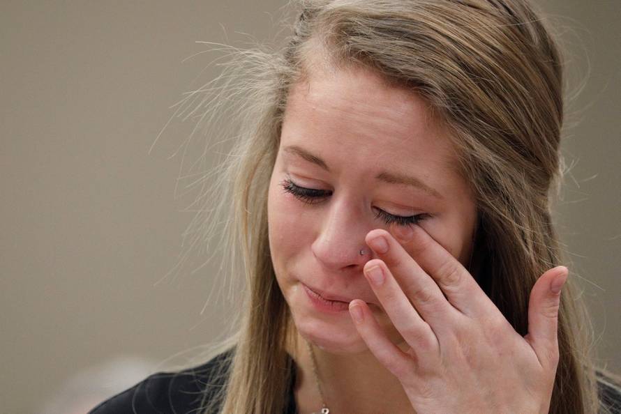 Victim Emily Morales speaks at the sentencing hearing for Larry Nassar, a former team USA Gymnastics doctor who pleaded guilty in November 2017 to sexual assault charges, in Lansing, Michigan