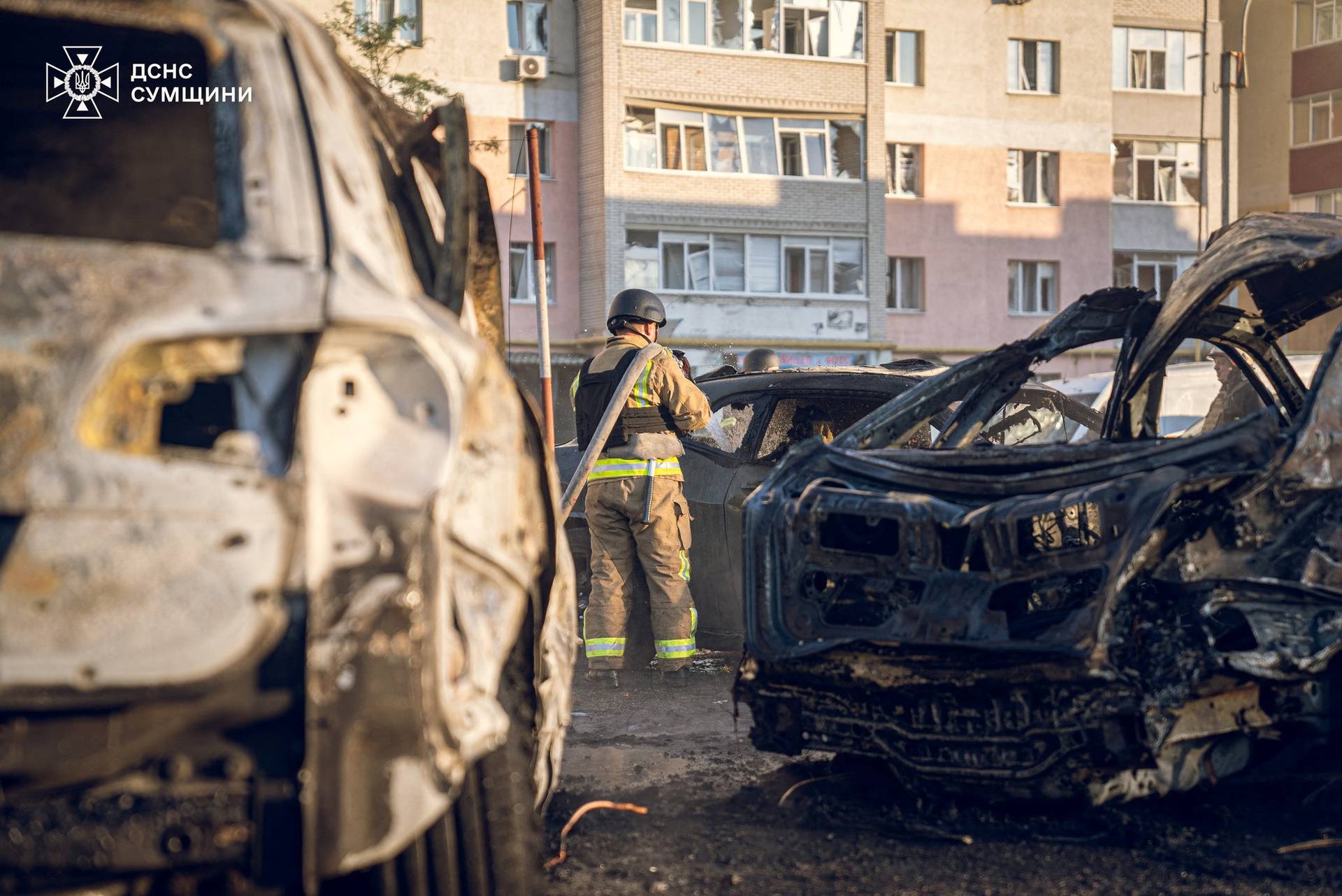 Aftermath of a Russian missile attack in Sumy