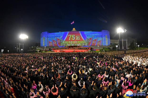 The Central Reporting Conference commemorating the 75th anniversary of the founding of the Democratic People's Republic of Korea is held in Pyongyang, North Korea