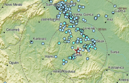 Dva potresa u sat vremena: Kod Gline bio jačine 3,4 po Richteru