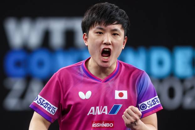 WTT Contender Zagreb 2025., finale mu&scaron;ki, Tomokazu Harimoto, Japan - Chen Yuanyu, Kina.
