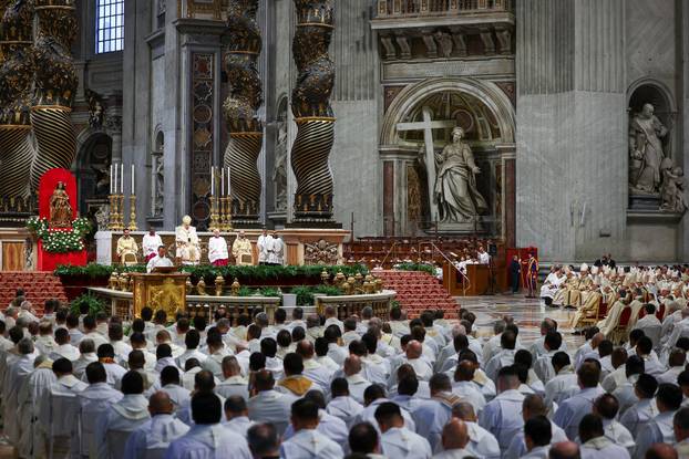 Pope Leo XIV leads the Chrism Mass in St. Peter's Basilica at the Vatican