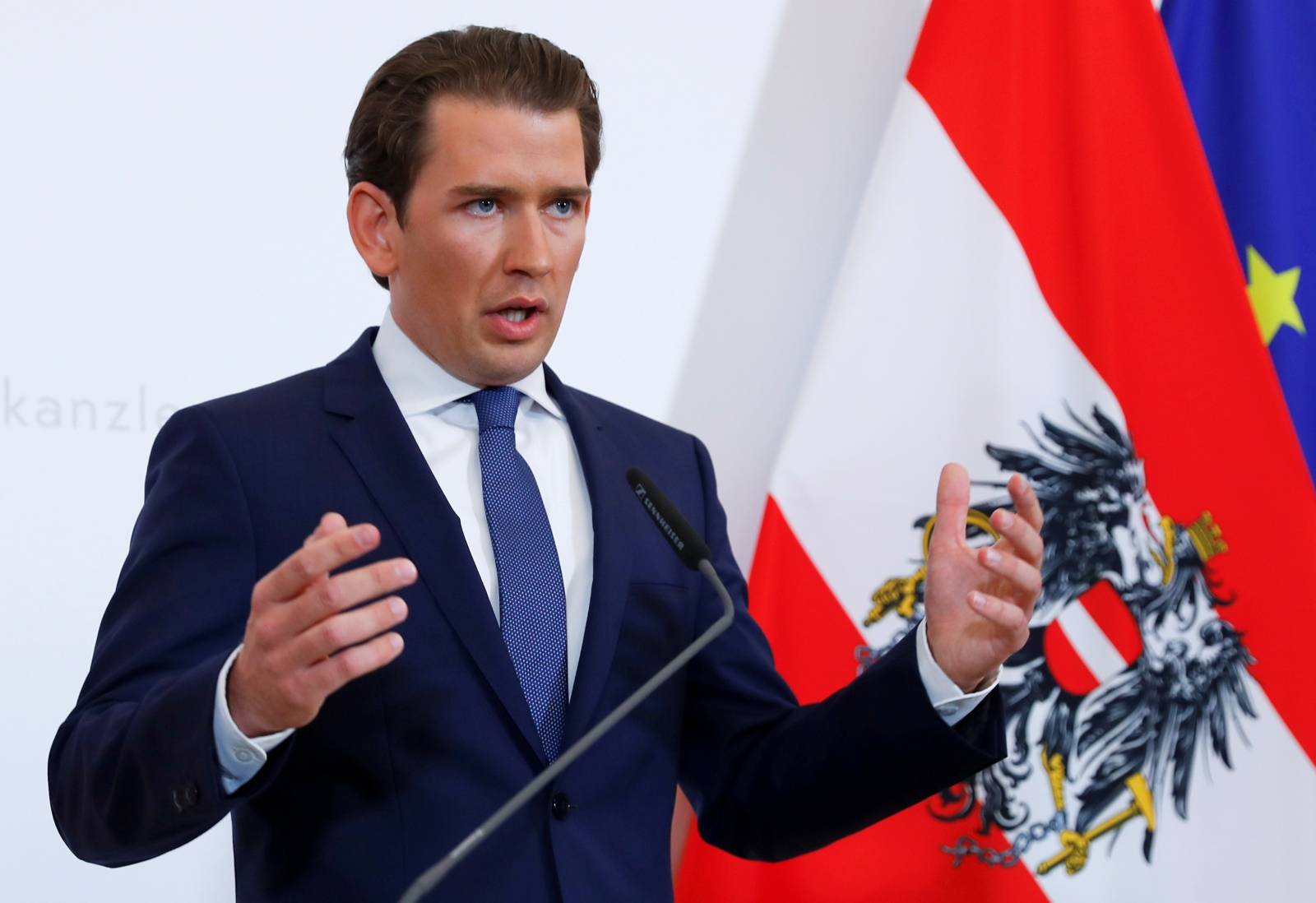 FILE PHOTO: Austrian Chancellor Sebastian Kurz addresses the media in Vienna