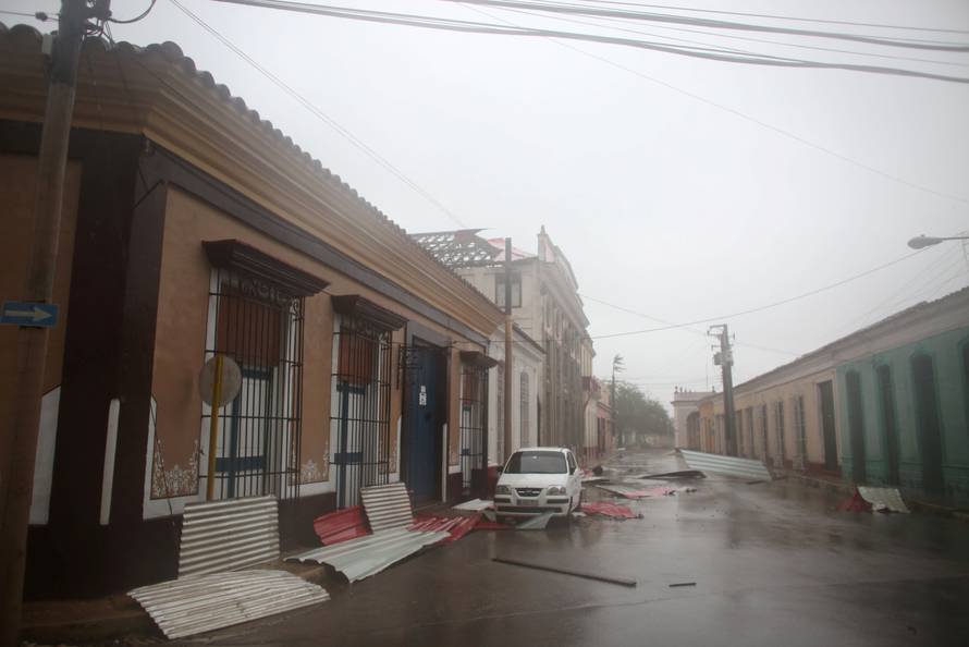 Roof parts are seen broken down due to strong winds as Hurricane Irma passes by Remedios
