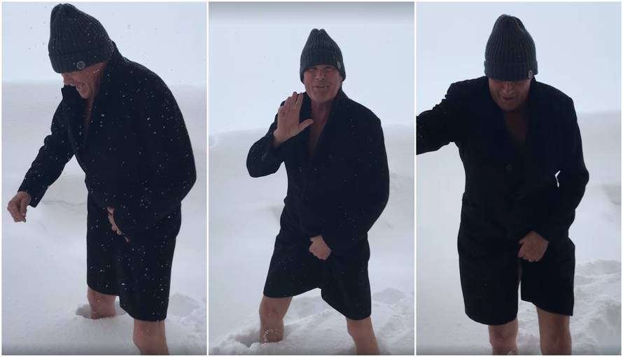 Smrznuo se: Hasselhoff šeta u ogrtaču, a snijeg mu do koljena