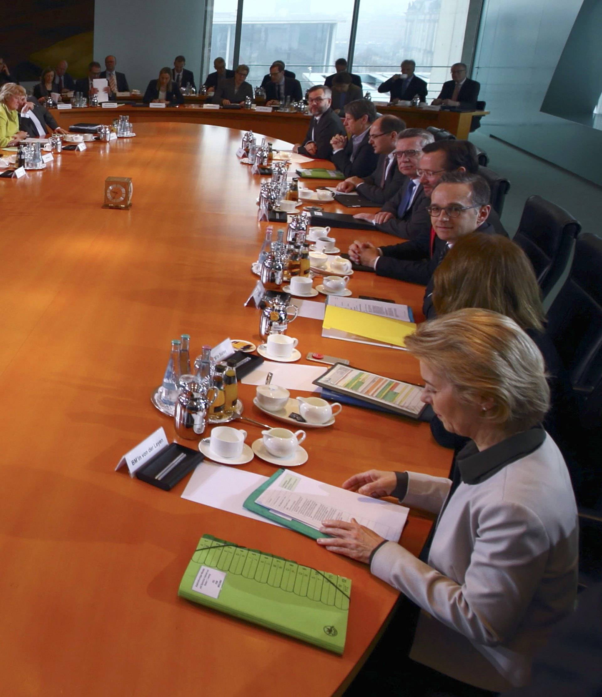 German Chancellor Angela Merkel leads her cabinet weekly meeting at the Chancellery in Berlin