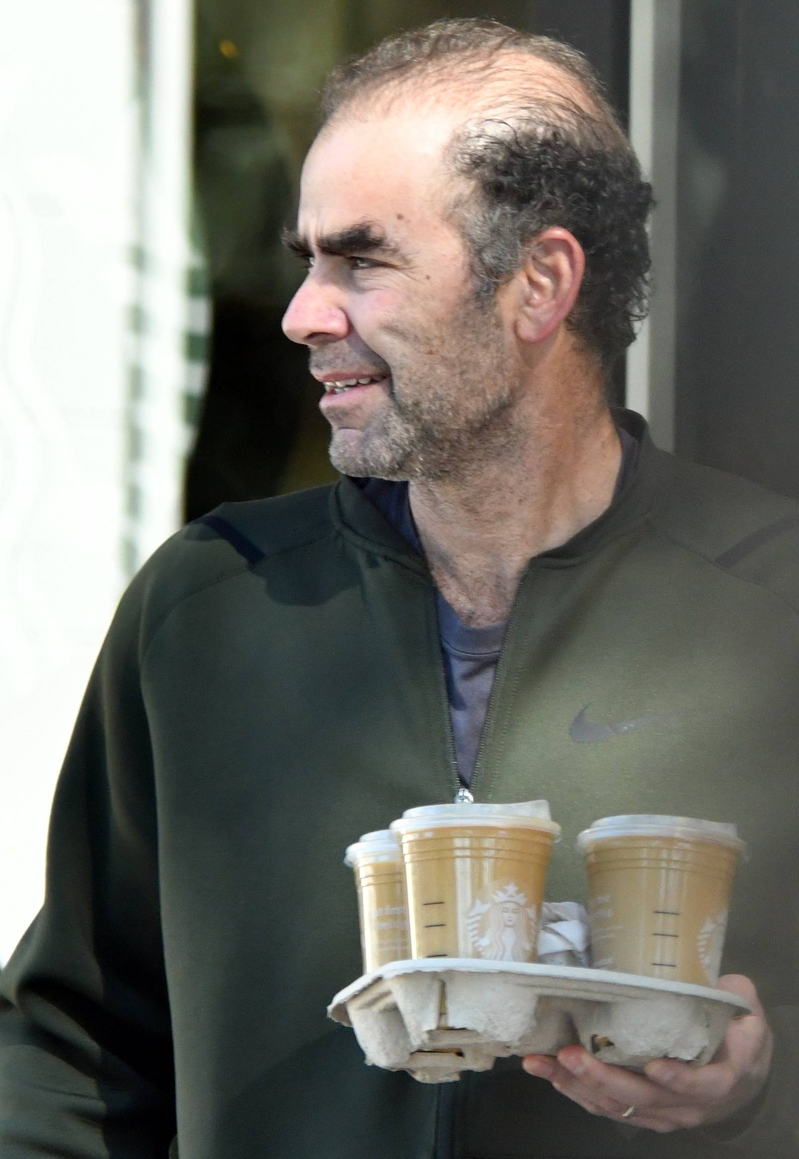 EXCLUSIVE: Tennis Player Pete Sampras Is Unrecognizable As He Is Seen Grabbing Coffee From Starbucks In The Beverly Glen Shopping Center - 26 Jan 2024