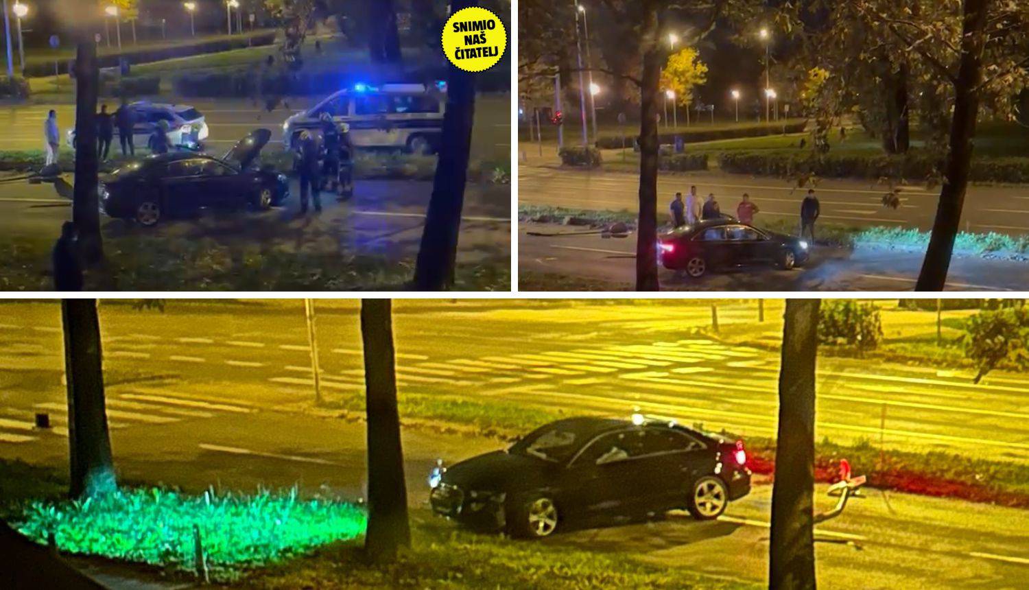 VIDEO Krš i lom u Borovju. Pijan je autom 'pokupio' semafor i znakove: 'Nije htio izaći van...'