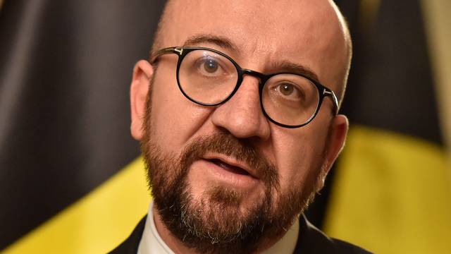 Belgium's Prime Minister Charles Michel holds a news conference in Brussels