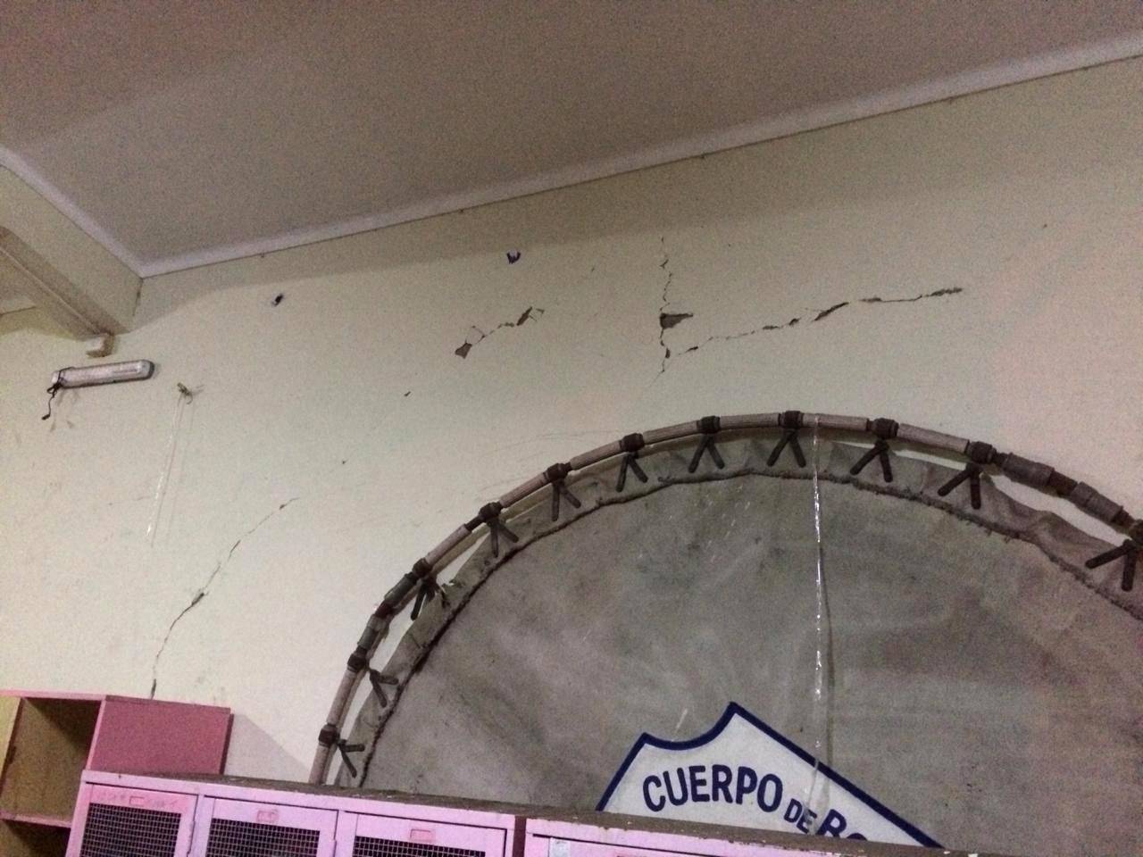 The interior of a fire station is seen damaged after an earthquake in Coquimbo