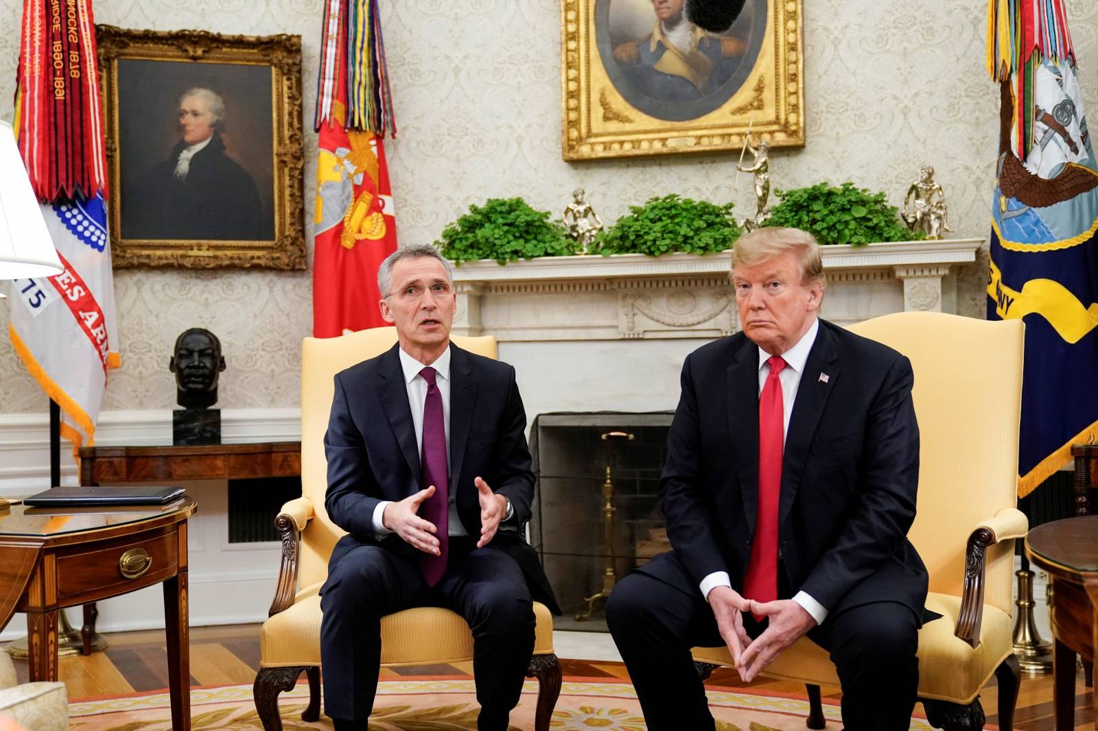 U.S. President Trump meets with NATO Secretary General Stoltenberg at the White House in Washington