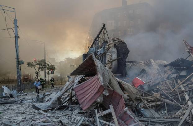 Russian drone and missile strike in Kyiv