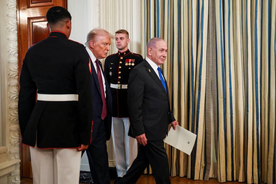 U.S. President Trump meets Israeli PM Netanyahu at the White House in Washington