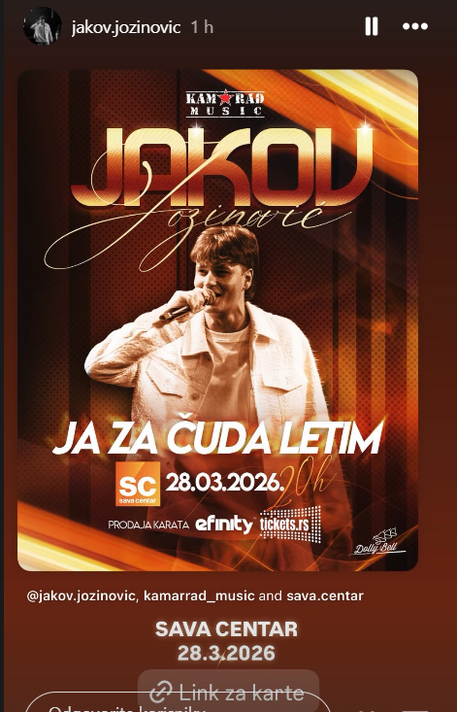 Jakov Jozinović u manje od sat vremena rasprodao ulaznice za svoj novi koncert u Beogradu