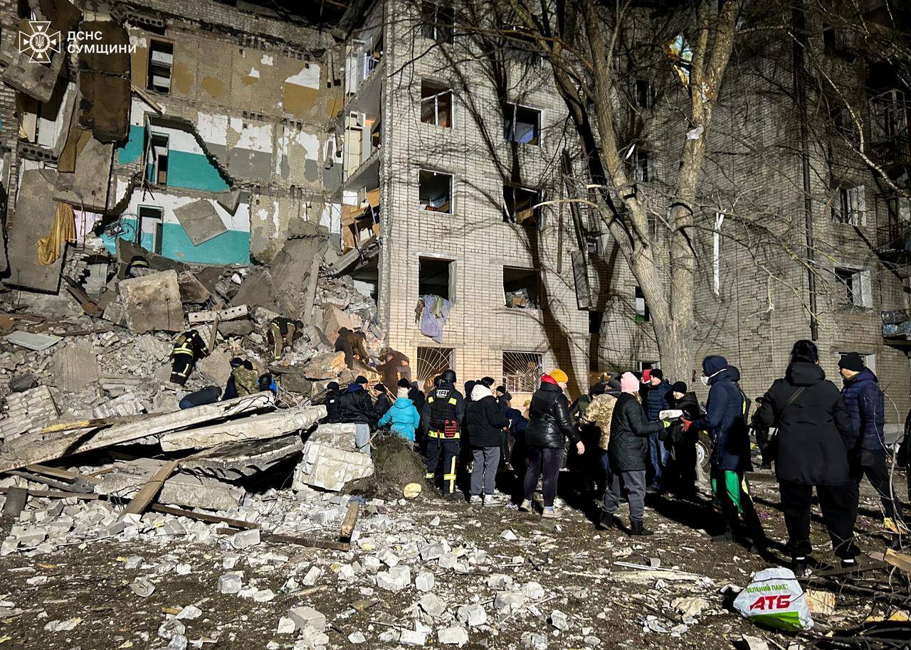 Aftermath of a Russian drone attack in Hlukhiv