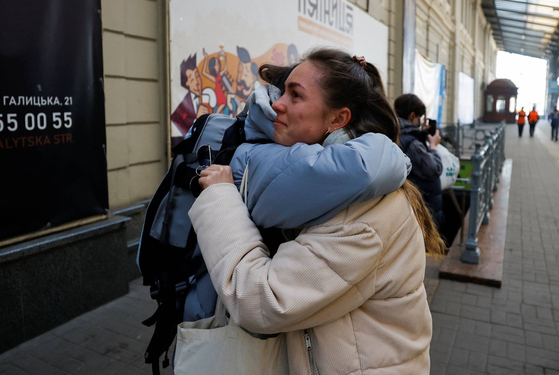  People fleeing Russia's invasion of Ukraine, in Lviv