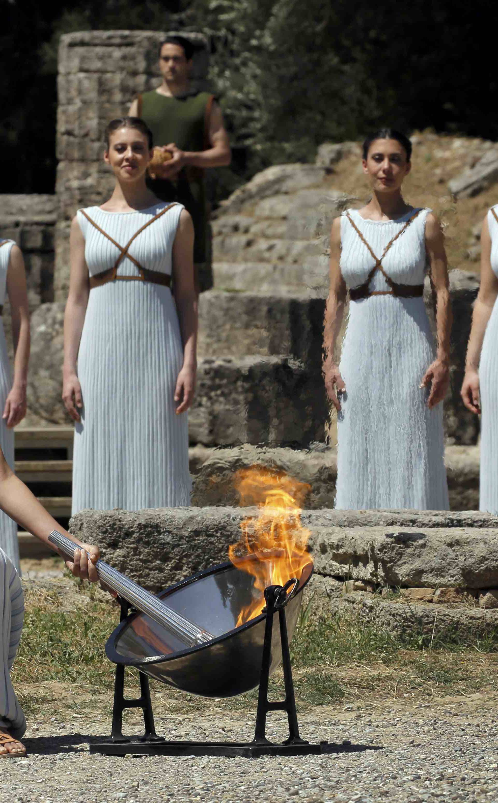 The Olympic flame lighting ceremony for the Rio 2016 Olympic Games takes place at the site of ancient Olympia in Greece