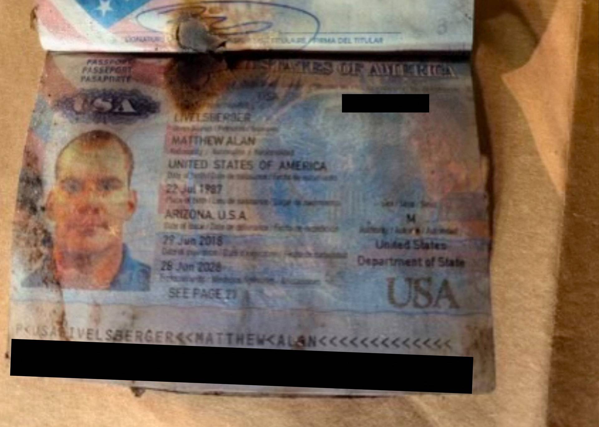 Passport of Matthew Livelsberger, driver of the Tesla Cybertruck that exploded outside the Trump International Hotel