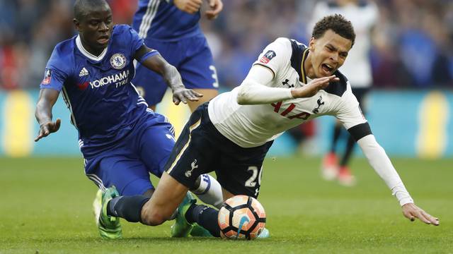 Chelsea's N'Golo Kante fouls Tottenham's Dele Alli