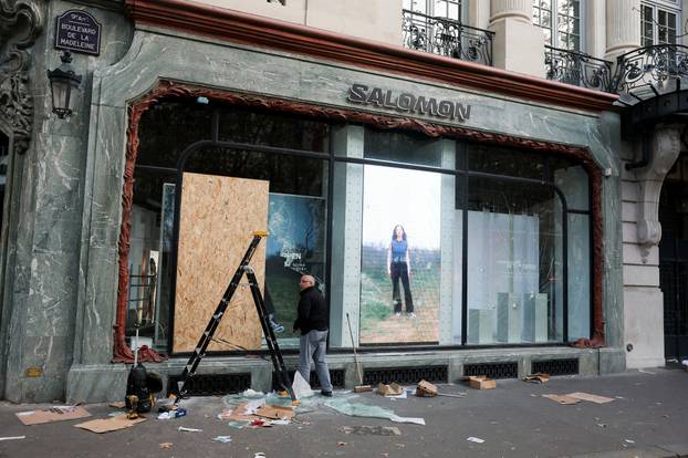 Aftermath of clashes during a national day of protests against the cost of living and rising fuel prices, in Paris