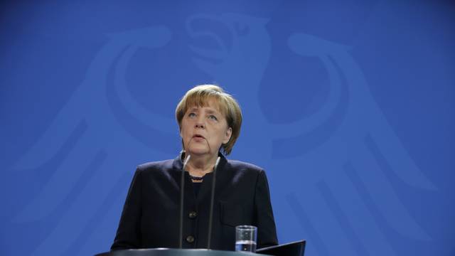 German Chancellor Angela Merkel addresses the media in Berlin