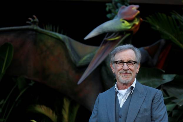 Executive producer Steven Spielberg poses at the premiere of the movie "Jurassic World: Fallen Kingdom" at Walt Disney Concert Hall in Los Angeles
