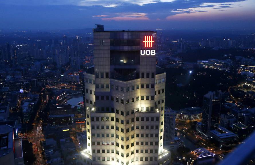 FILE PHOTO: The United Overseas Bank (UOB) Plaza building is pictured in the central business district in Singapore