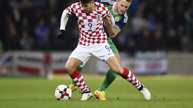 Northern Ireland's Lee Hodson in action with Croatia's Andrej Kramaric