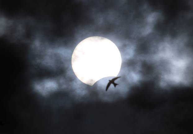 A partial solar eclipse is seen from Yevpatoria