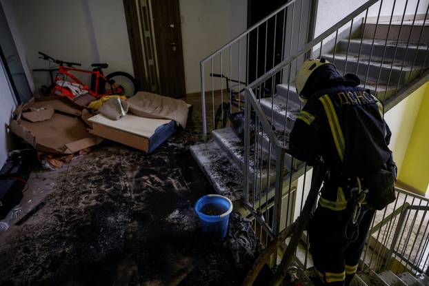 Aftermath of a Russian drone attack in Kyiv region