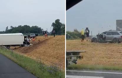 VIDEO Teška nesreća na A1 kod Jastrebarskog: Ozlijeđeno dvoje ljudi, izvlačili vozača iz kamiona