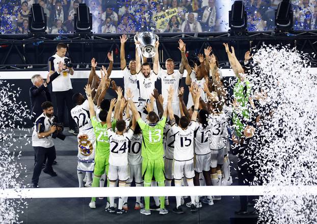 Real Madrid celebrate winning the Champions League