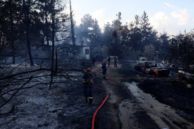 Wildfire burns near the village of Liti
