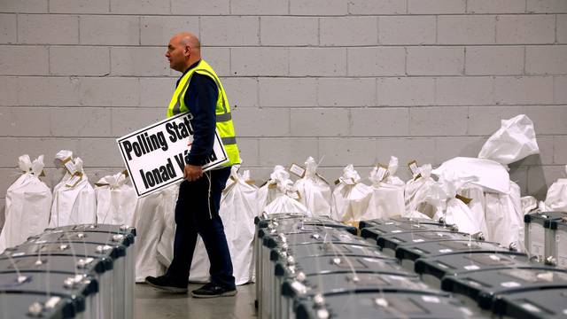 Ballot boxes for the EU elections, in Dublin