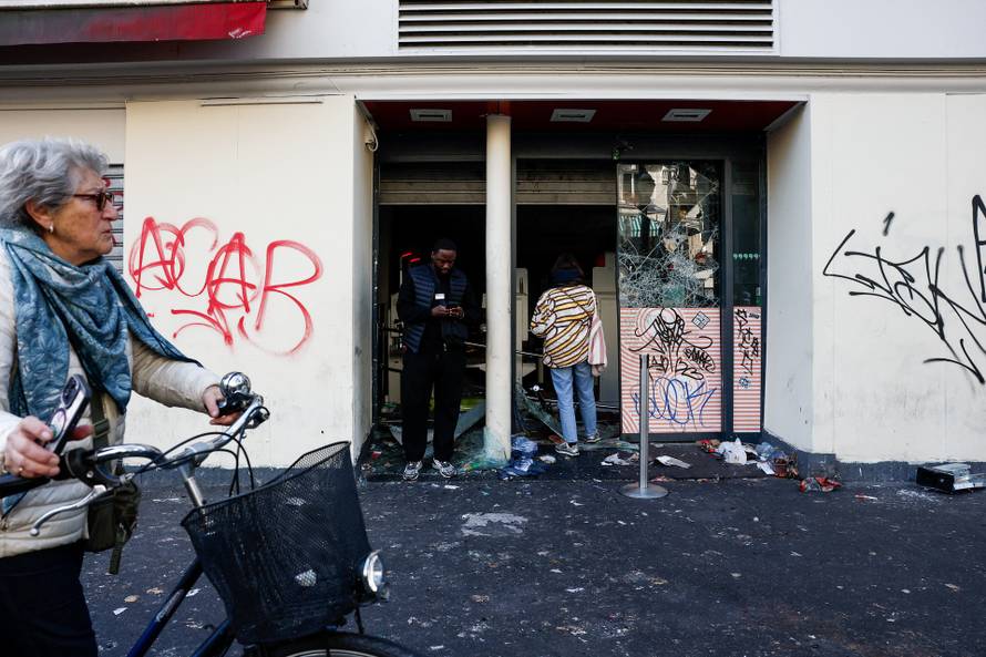 Aftermath of clashes during a national day of protests against the cost of living and rising fuel prices, in Paris