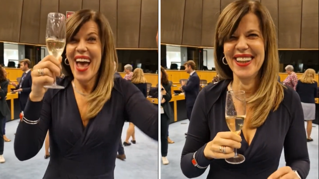VIDEO Hrvatska eurozastupnica slavi uz pjenušac: 'Osigurala sam fenomenalan EU zakon!'